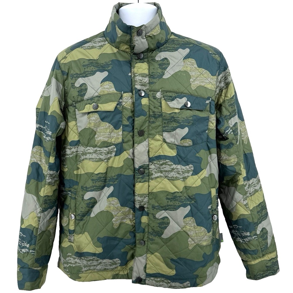 Stio‎ Men's S Thermore Insulated Quilted Jacket Camo Snap Front Puffer Shacket